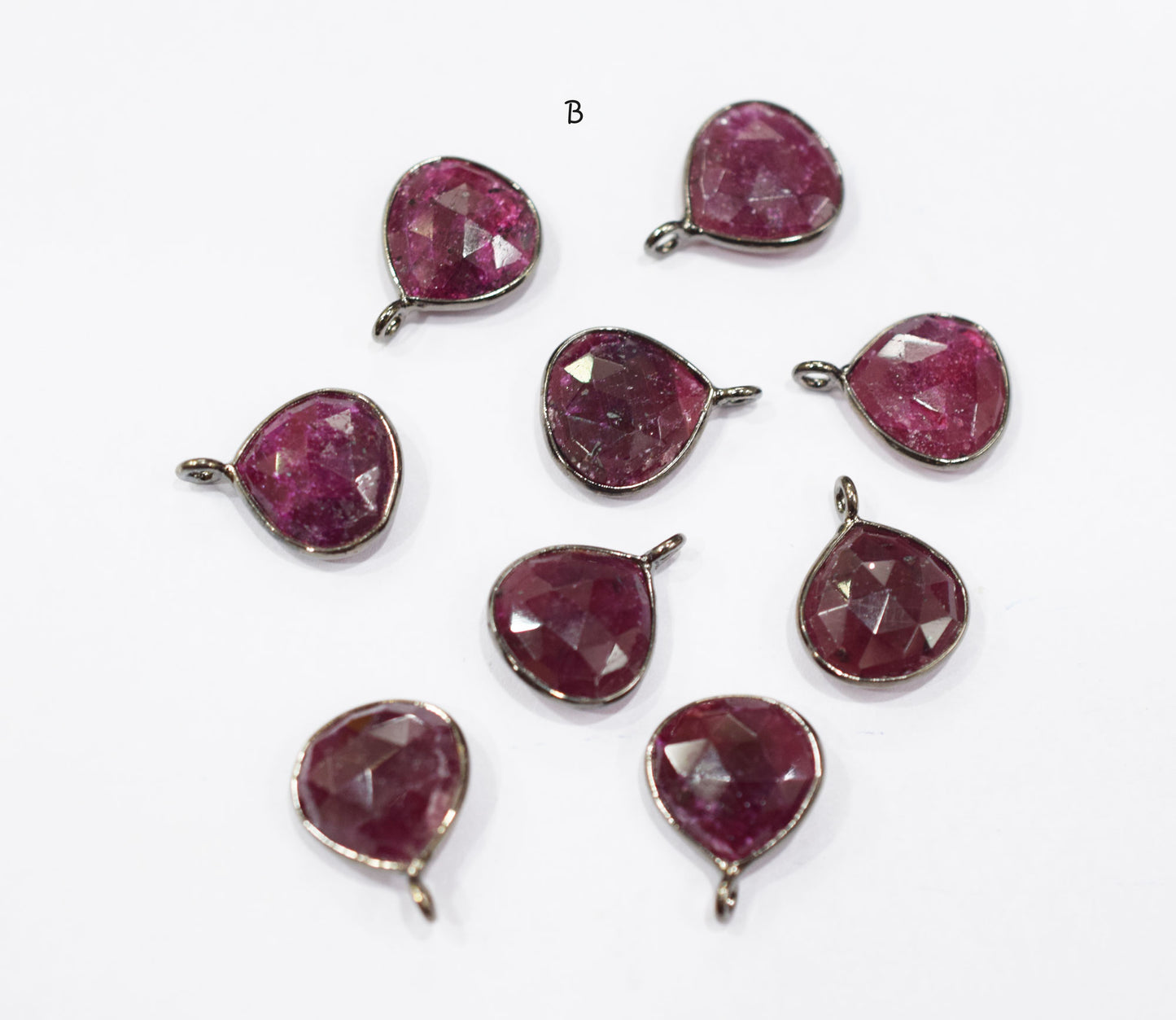 Ruby Faceted Heart Shape Single Bail Connector , Sold By Piece , 13x13 mm , RB-6559