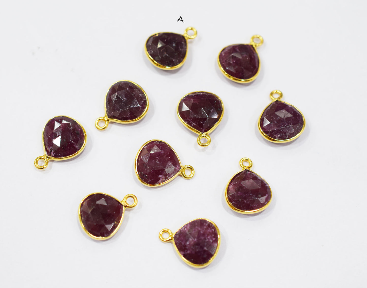 Ruby Faceted Heart Shape Single Bail Connector , Sold By Piece , 13x13 mm , RB-6559