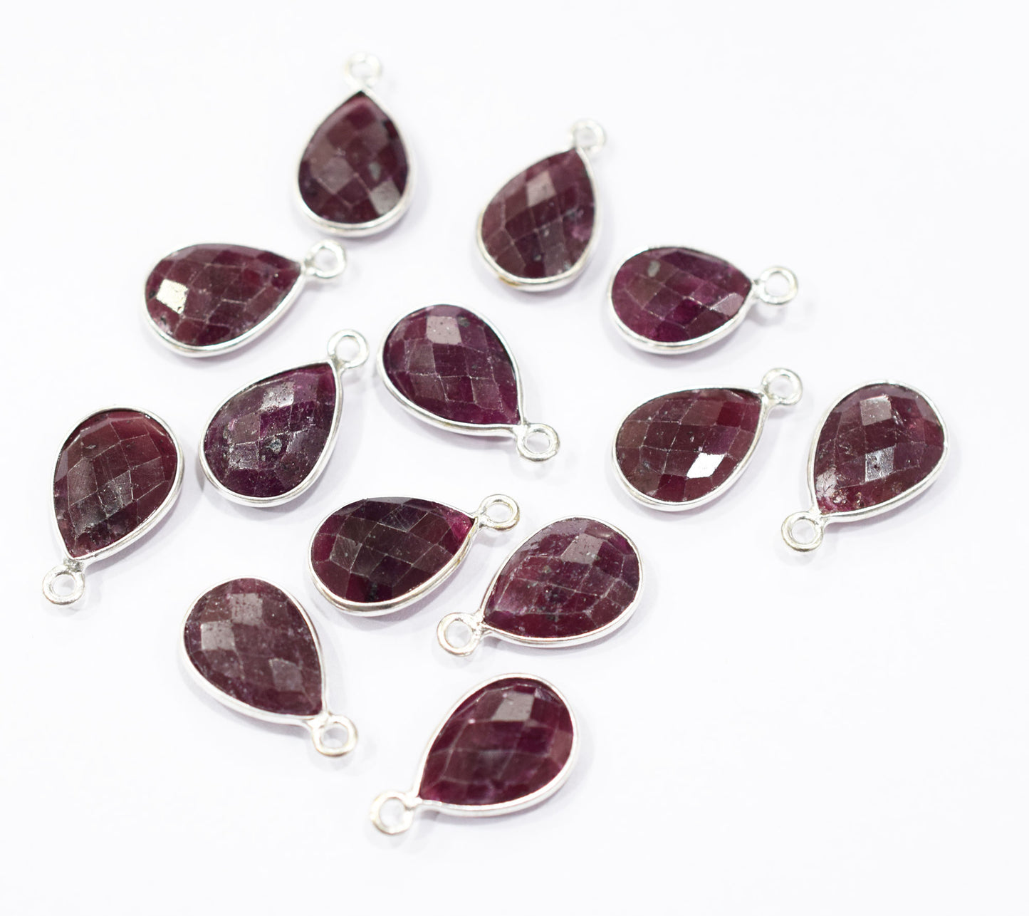 Ruby Faceted Pear Shape Single Bail Connector , Sold By Piece , 11x15 mm , RB-6560A