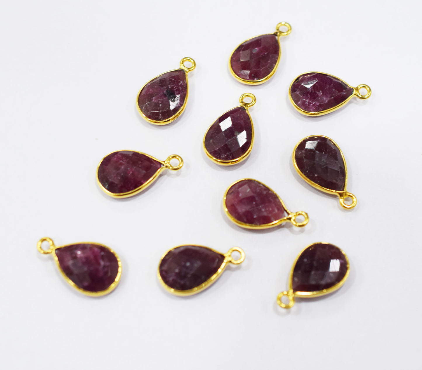 Ruby Faceted Pear Shape Single Bail Connector , Sold By Piece , 11x15 mm , RB-6560A