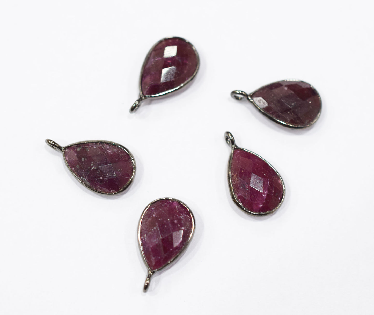 Ruby Faceted Pear Shape Slightly Tilted Bail Connector , Sold By Piece , 11x15 mm , RB-6560C