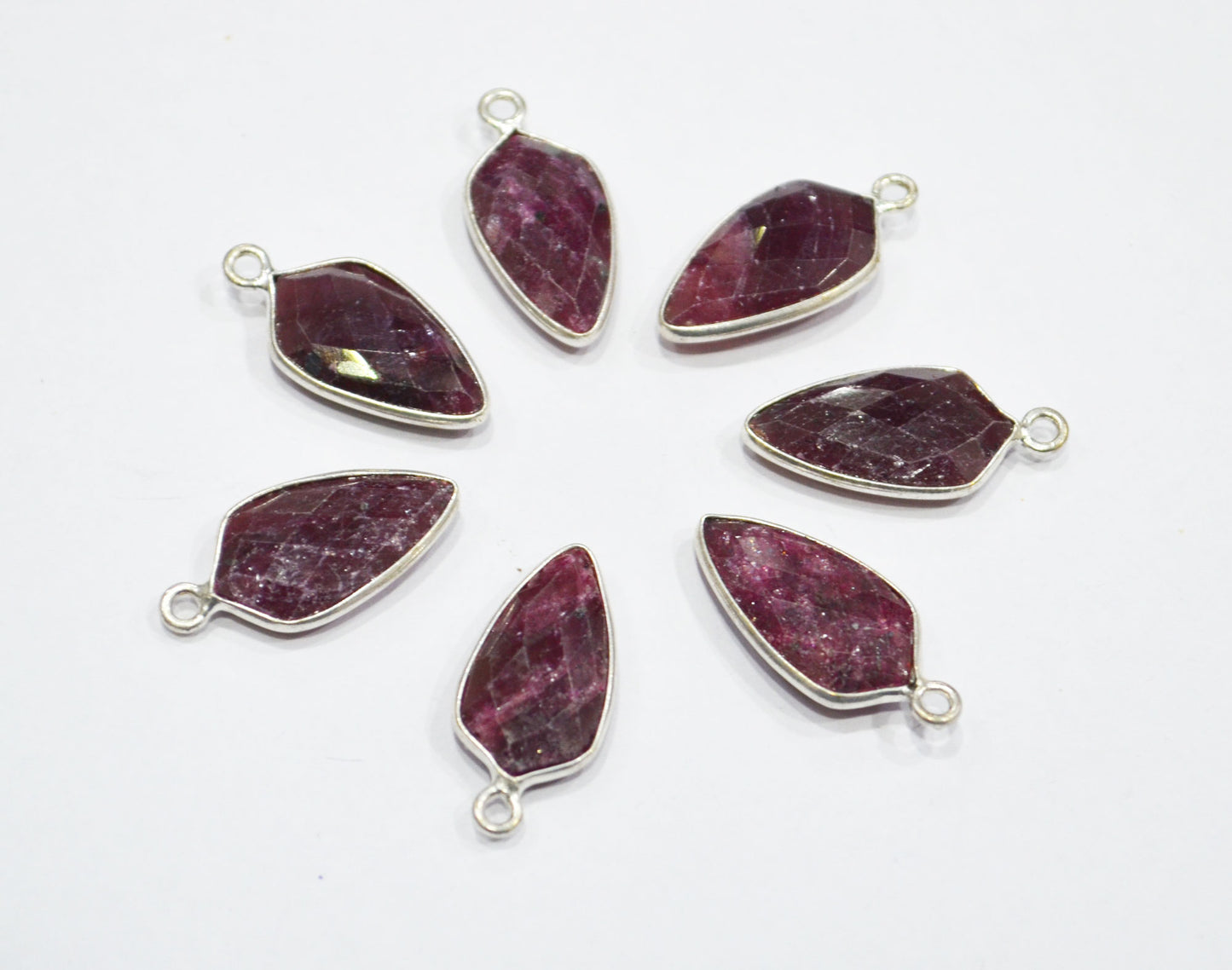 Ruby Faceted Tie Shape Single Bail Connector , Sold By Piece , 19 mm , RB-6561C
