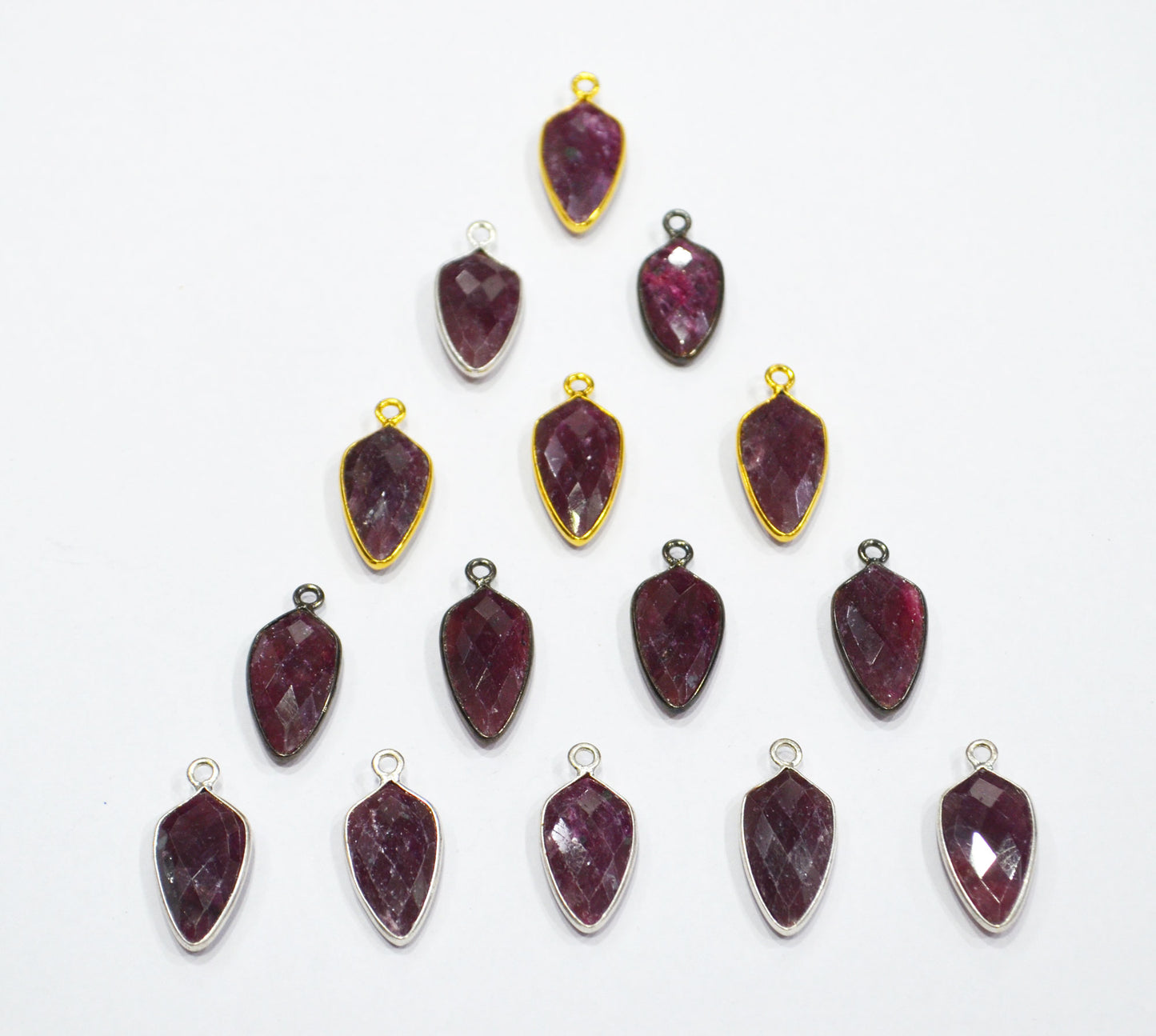 Ruby Faceted Tie Shape Single Bail Connector , Sold By Piece , 19 mm , RB-6561C
