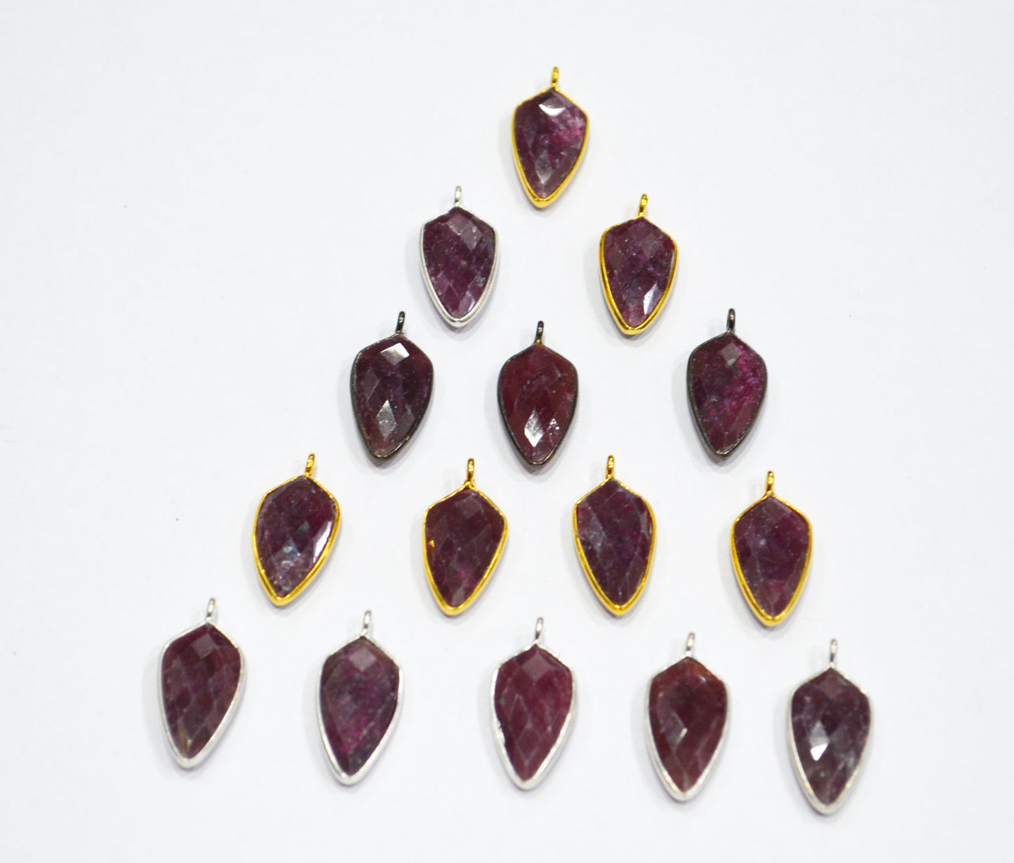 Ruby Faceted Tie Shape Slightly Tilted Bail Connector , Sold By Piece , 19 mm , RB-6561D
