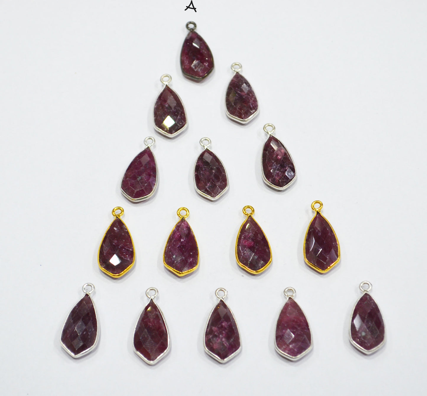 Ruby Faceted Tie Shape Single And Double Bail Connector , Sold By Piece , 19 mm , RB-6561