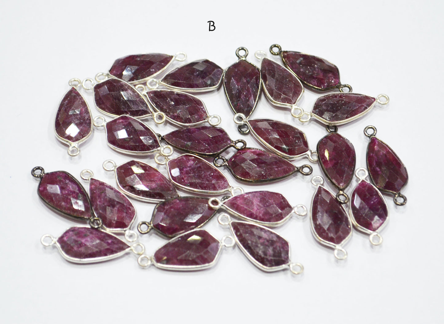 Ruby Faceted Tie Shape Single And Double Bail Connector , Sold By Piece , 19 mm , RB-6561