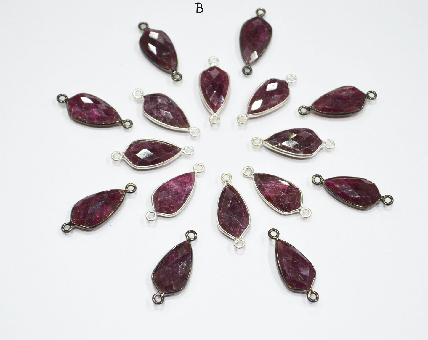 Ruby Faceted Tie Shape Single And Double Bail Connector , Sold By Piece , 19 mm , RB-6561