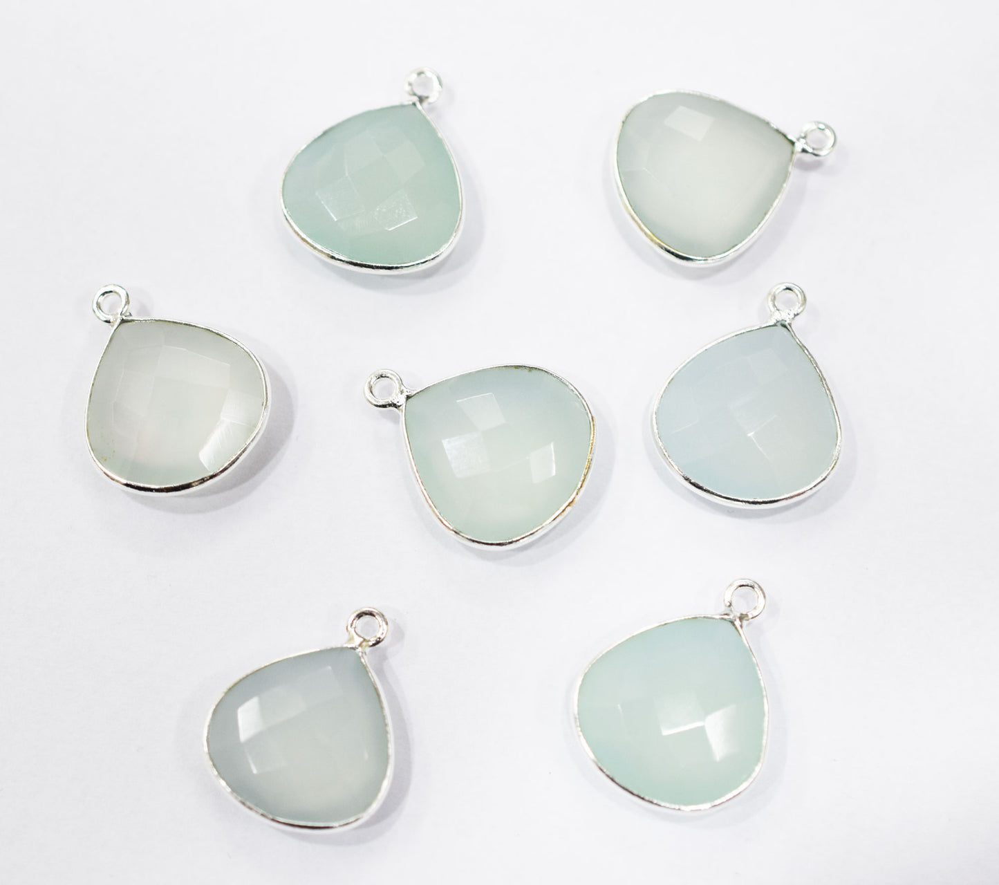 Aqua Chalcedony Faceted Heart Shape Connector , Sold By Piece , 16x16 mm , RB-6563