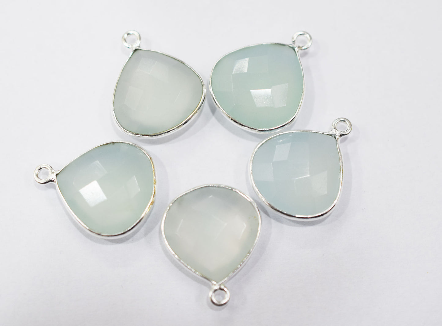 Aqua Chalcedony Faceted Heart Shape Connector , Sold By Piece , 16x16 mm , RB-6563