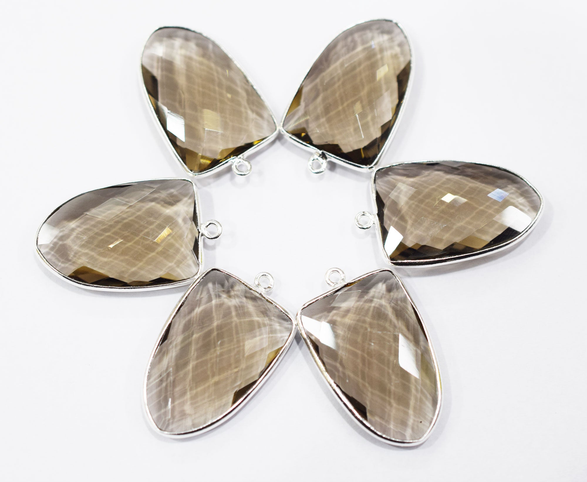 Smoky Hydro Glass Arrowhead Shape Single Bail Connector , Sold By Piece , 25x29 mm , RB-6565