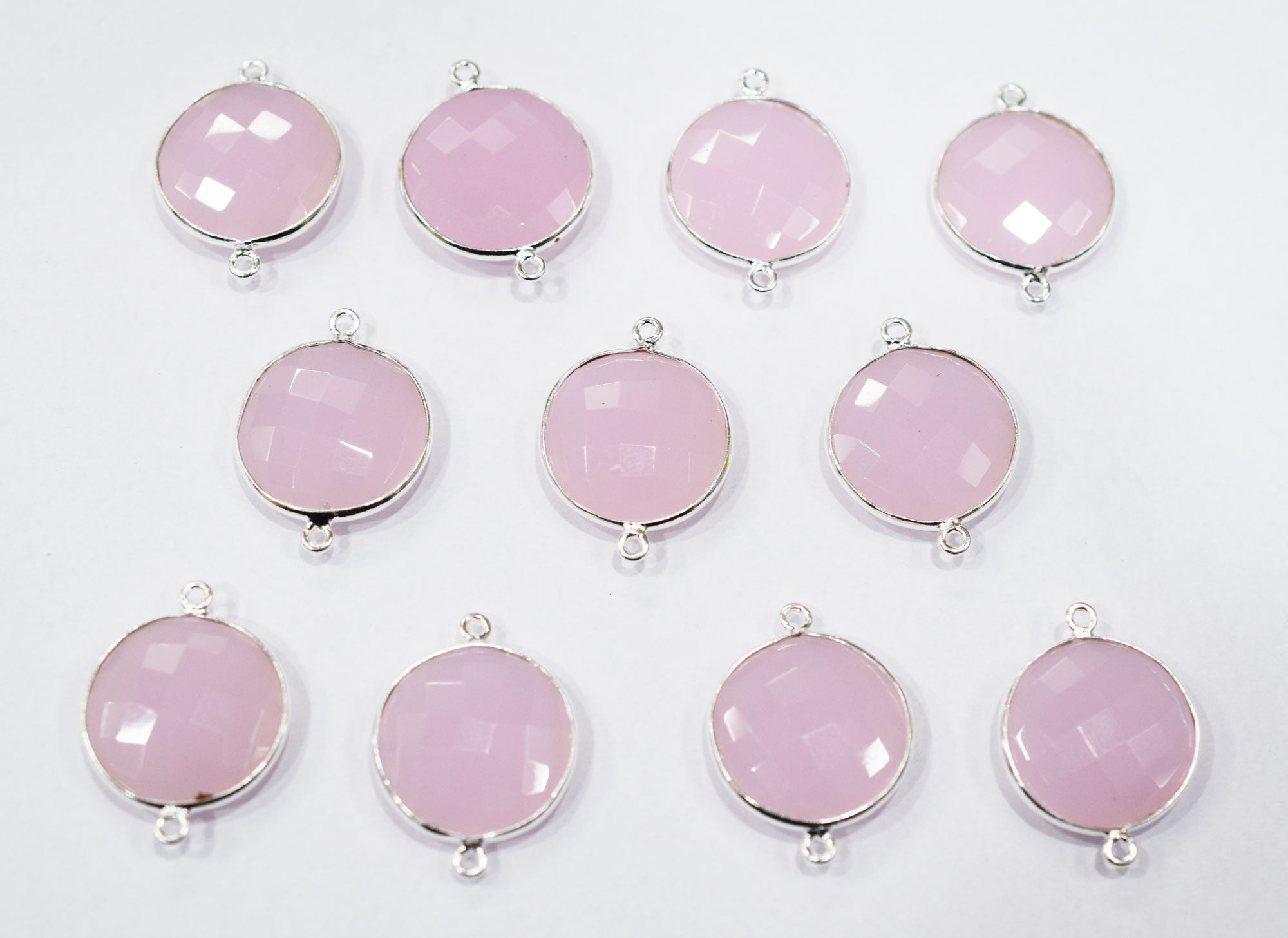 Rose Chalcedony Faceted Coin Shape Connector , Sold By Piece , 20 mm , RB-6566