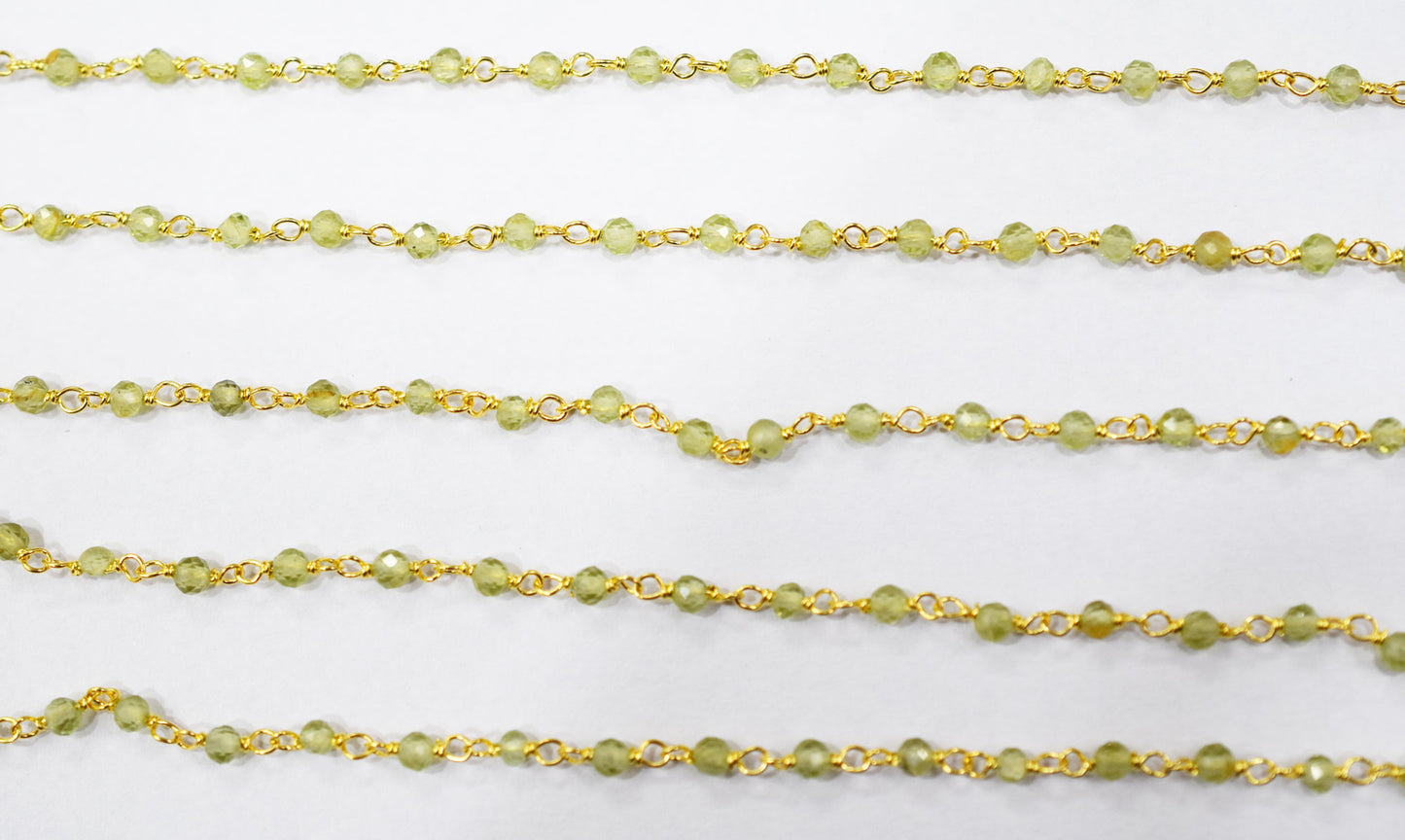 Peridot Faceted Round Shape Rosary Beaded Chain , 4 mm , RB-6571