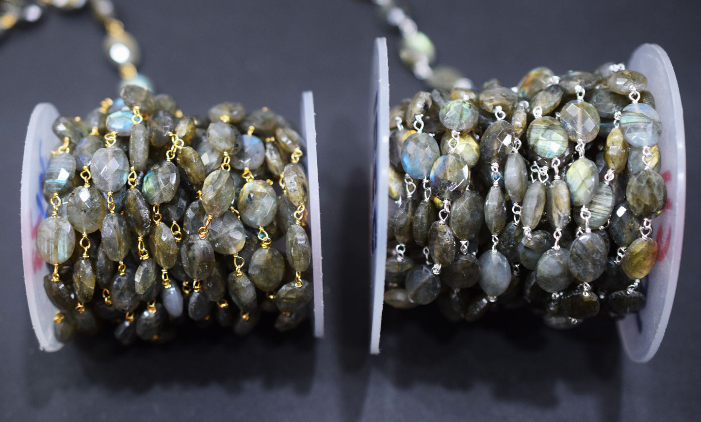 Labradorite Faceted Oval Shape Rosary Beaded Chain , 8x10 mm , RB-6572