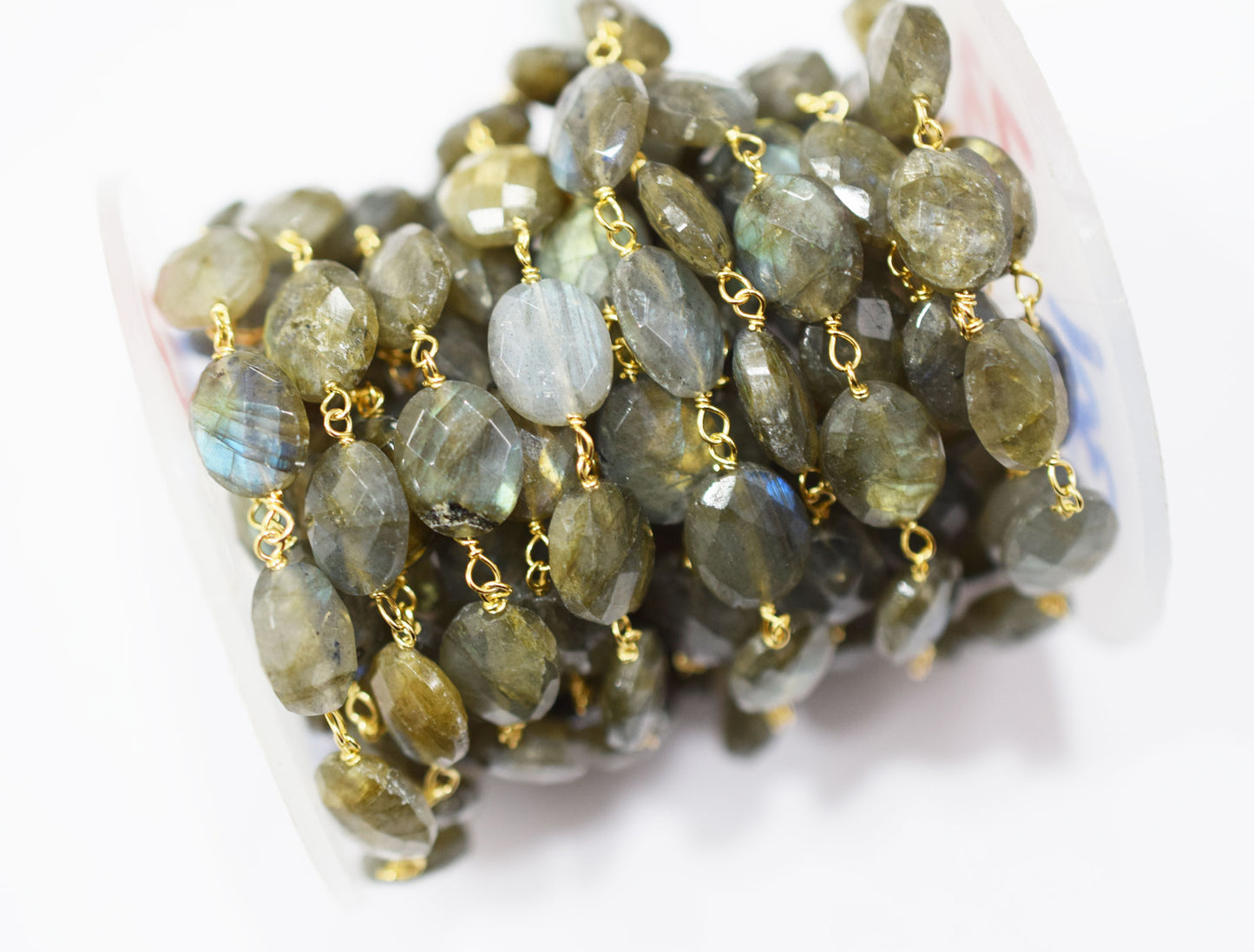 Labradorite Faceted Oval Shape Rosary Beaded Chain , 8x10 mm , RB-6572