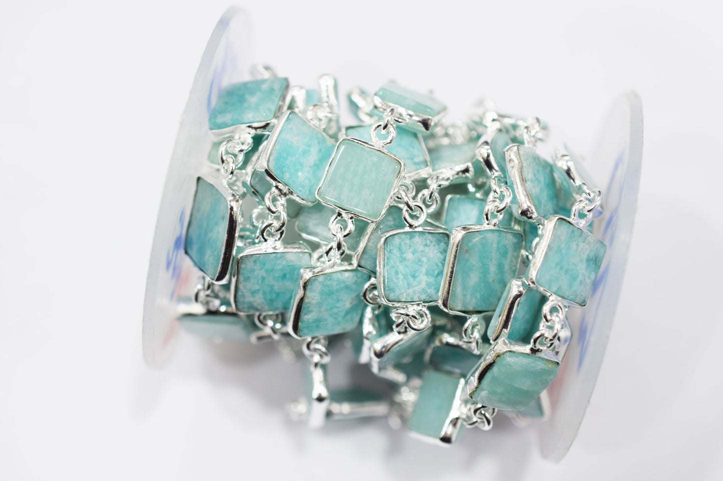 Amazonite Square Cut Shape Connector Chain , 10x10 - 12x12 mm , RB-6576