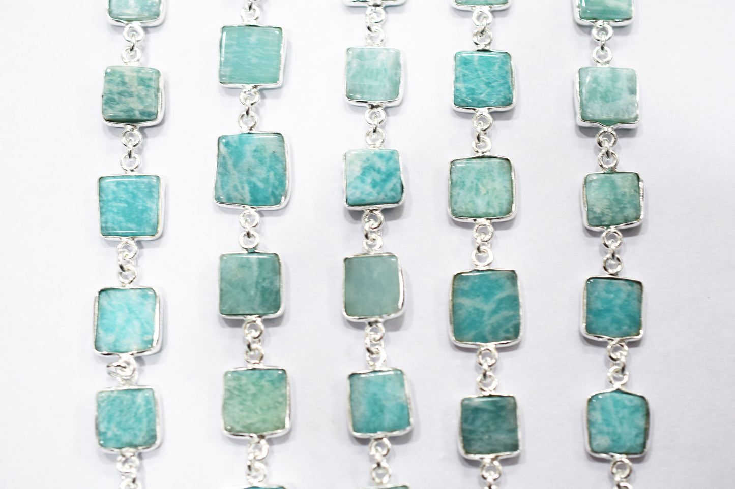 Amazonite Square Cut Shape Connector Chain , 10x10 - 12x12 mm , RB-6576