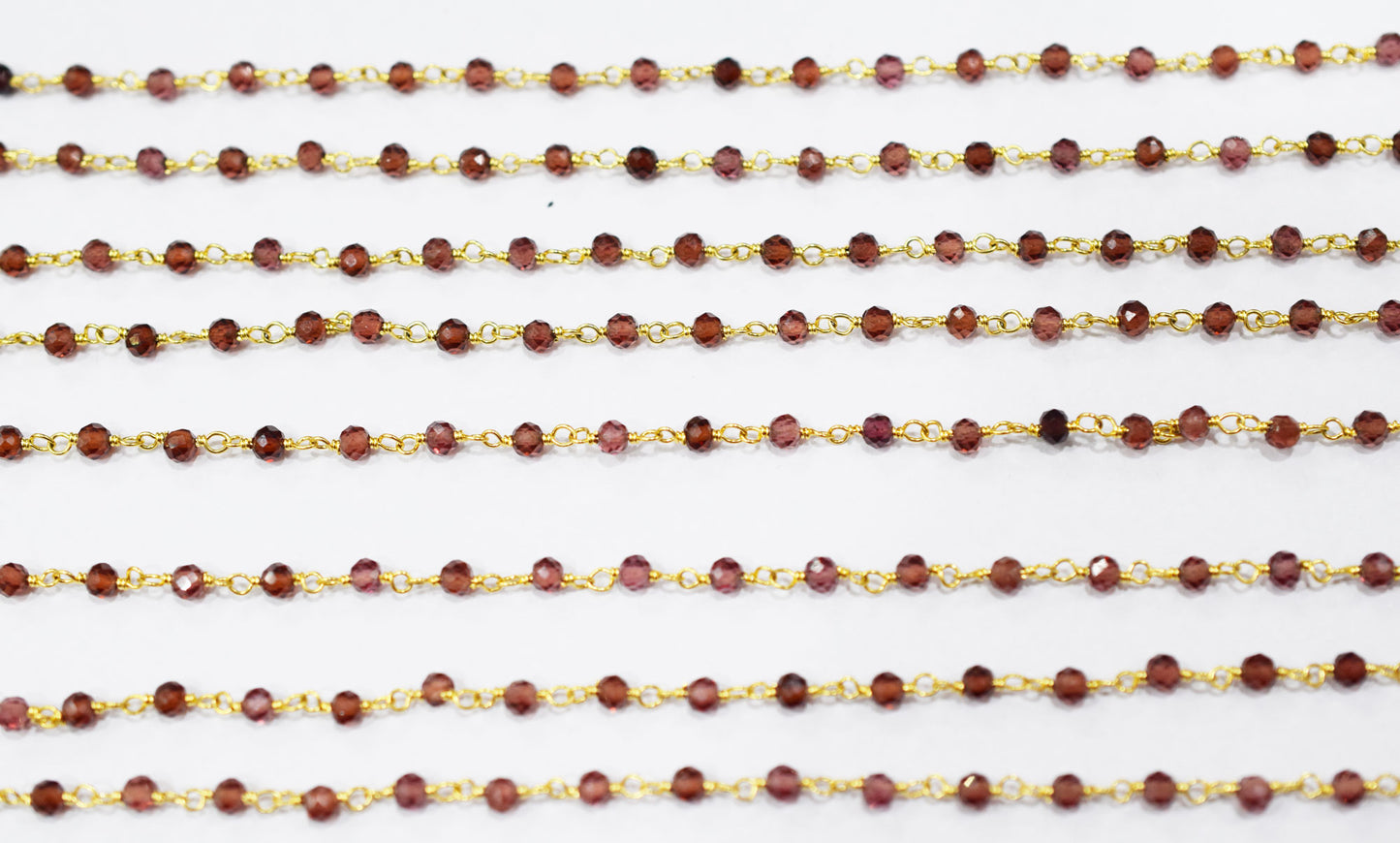 Mozambique Garnet Faceted Round Shape Rosary Beaded Chain , 3 - 3.50 mm , RB-6580