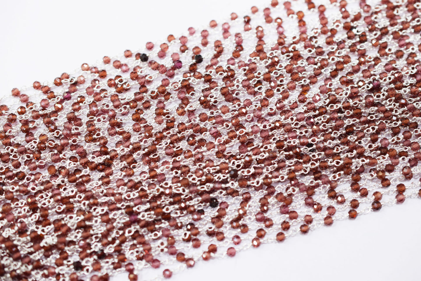 Mozambique Garnet Faceted Round Shape Rosary Beaded Chain , 3 - 3.50 mm , RB-6580