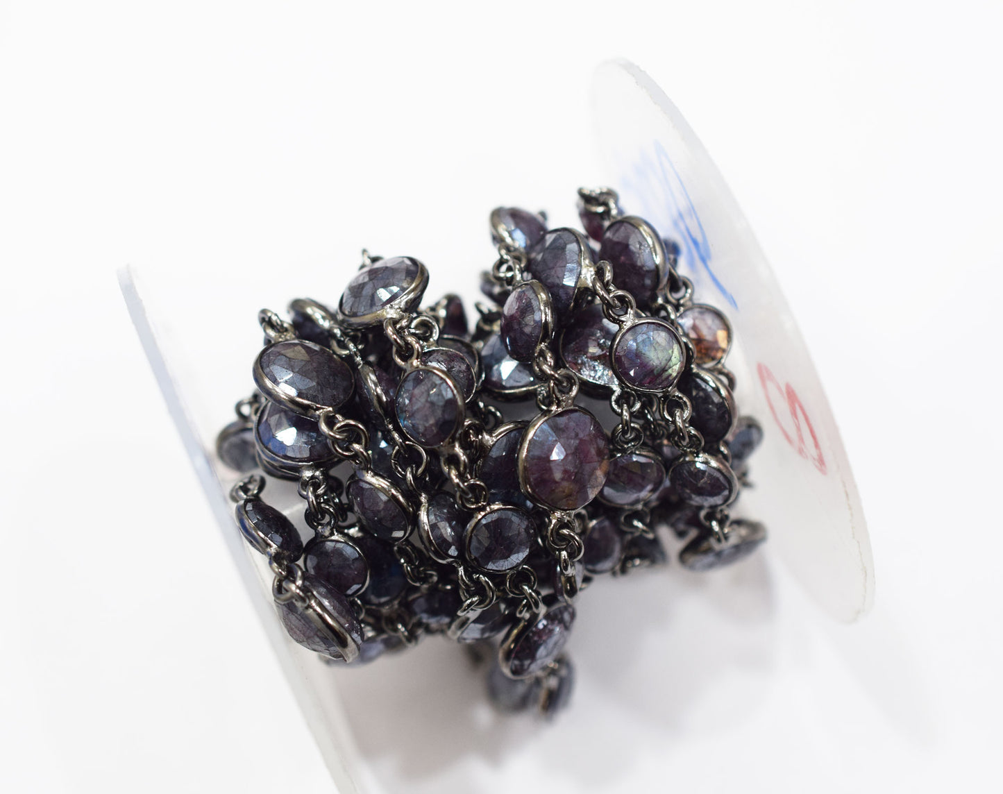 Mystic Coated Purple Labradorite Faceted Coin Shape Connector Chain , 7 - 11 mm , RB-6582