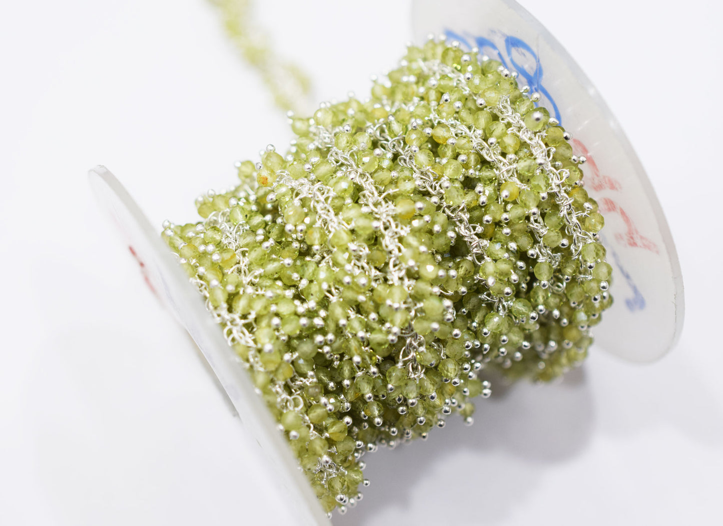 Peridot Faceted Round Shape Grape Chain , 3 mm , RB-6583