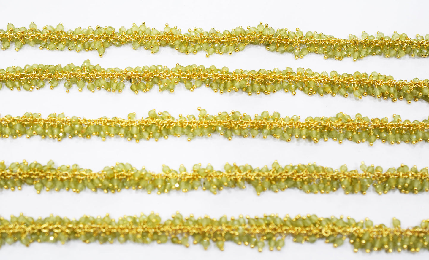 Peridot Faceted Round Shape Grape Chain , 3 mm , RB-6583