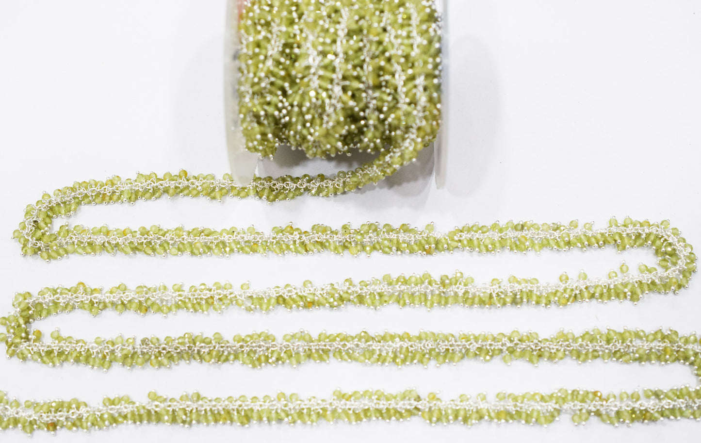 Peridot Faceted Round Shape Grape Chain , 3 mm , RB-6583