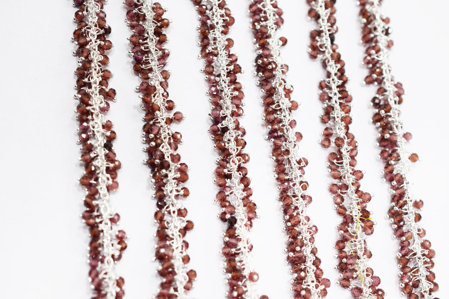 Mozambique Garnet Faceted Round Shape Grape Chain , 3 mm , RB-6584