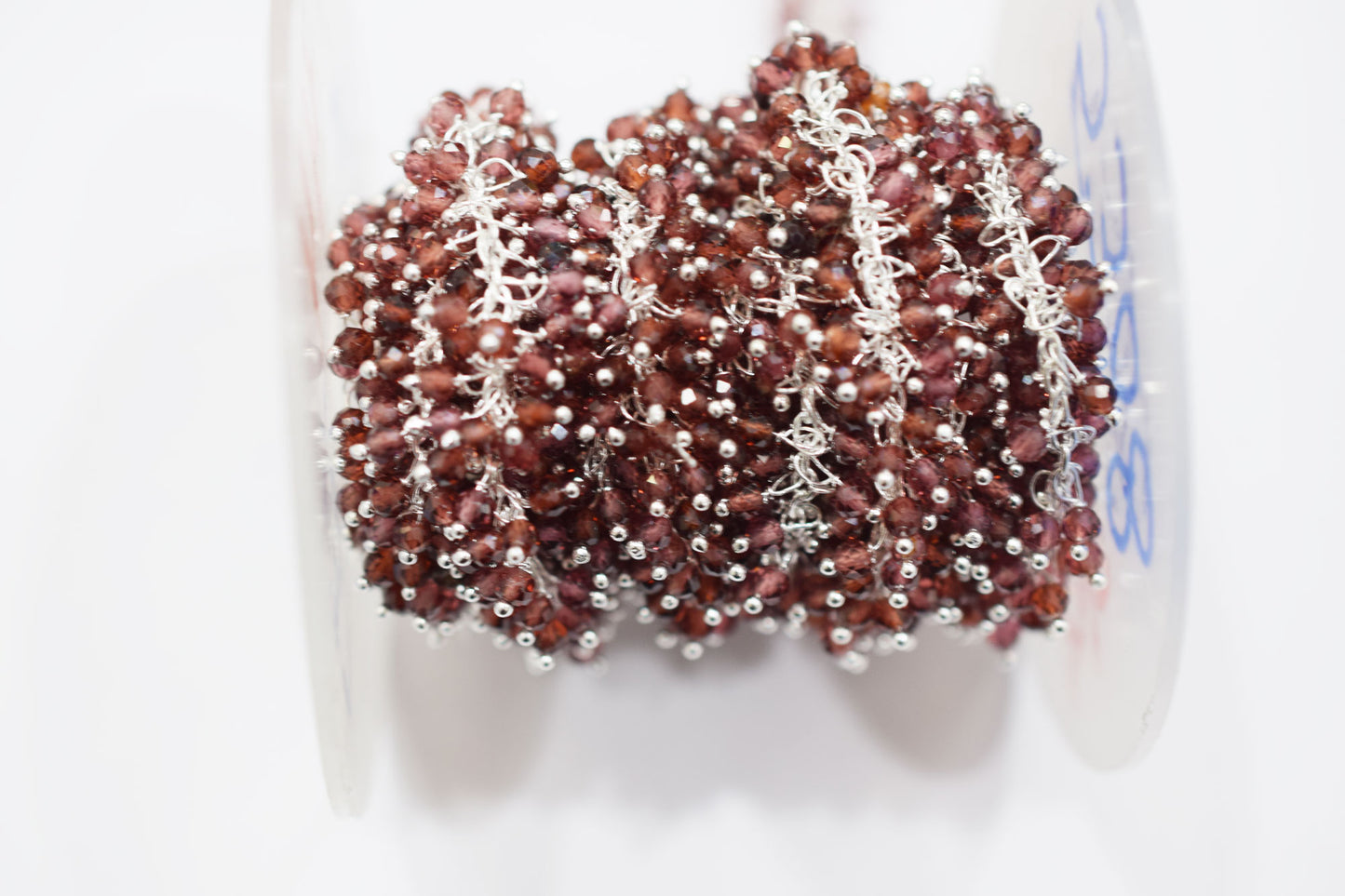 Mozambique Garnet Faceted Round Shape Grape Chain , 3 mm , RB-6584