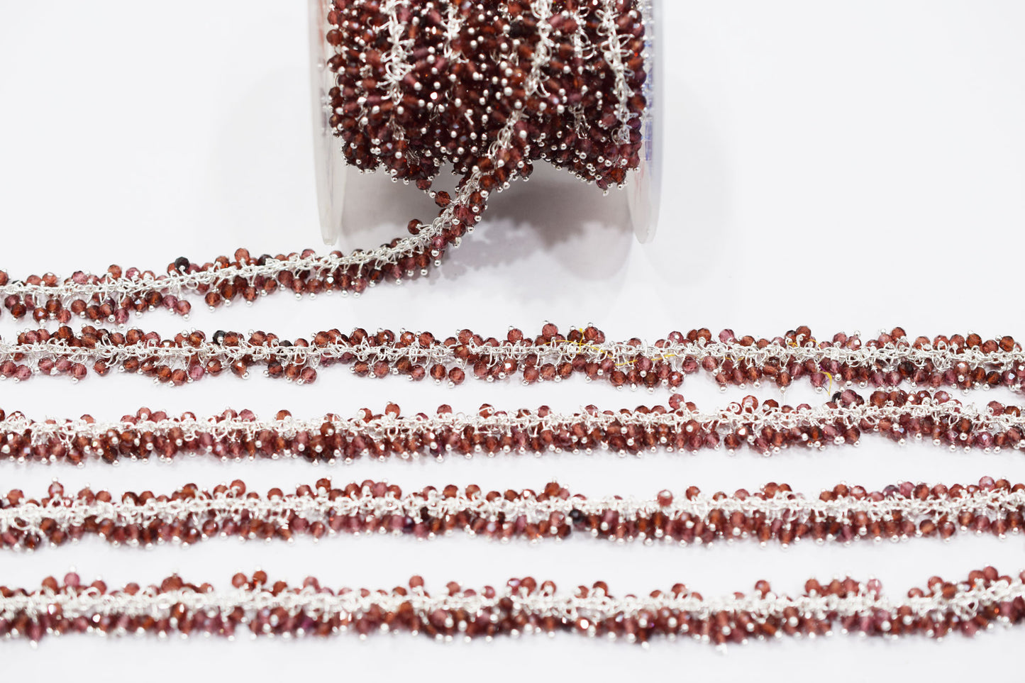 Mozambique Garnet Faceted Round Shape Grape Chain , 3 mm , RB-6584