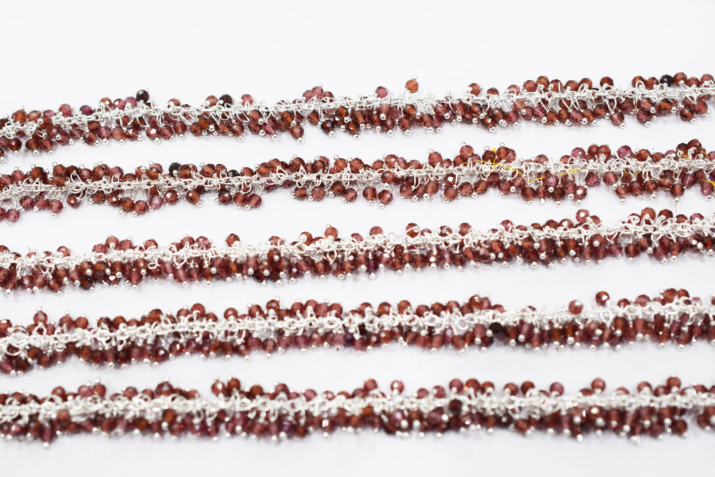 Mozambique Garnet Faceted Round Shape Grape Chain , 3 mm , RB-6584
