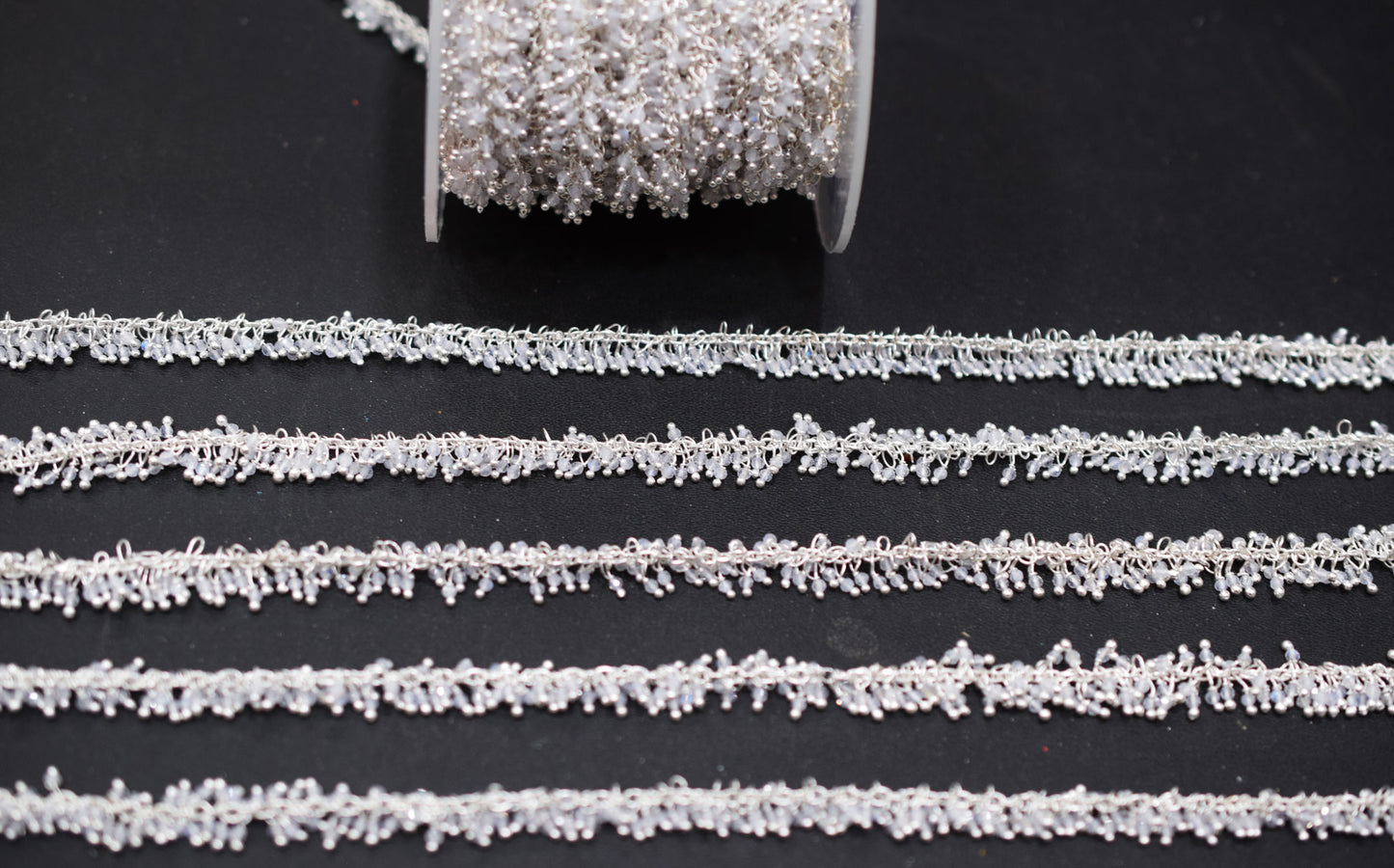 Rainbow Moonstone Faceted Round Shape Grape Chain , 2 mm , RB-6587