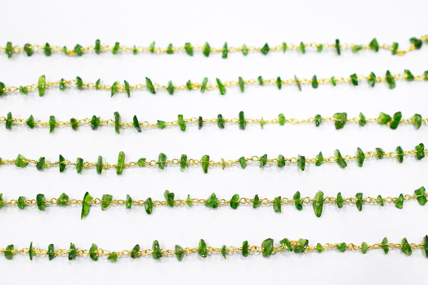 Chrome Diopside Rough Nuggets Rosary Beaded Chain , 3 - 5 mm , RB-6588