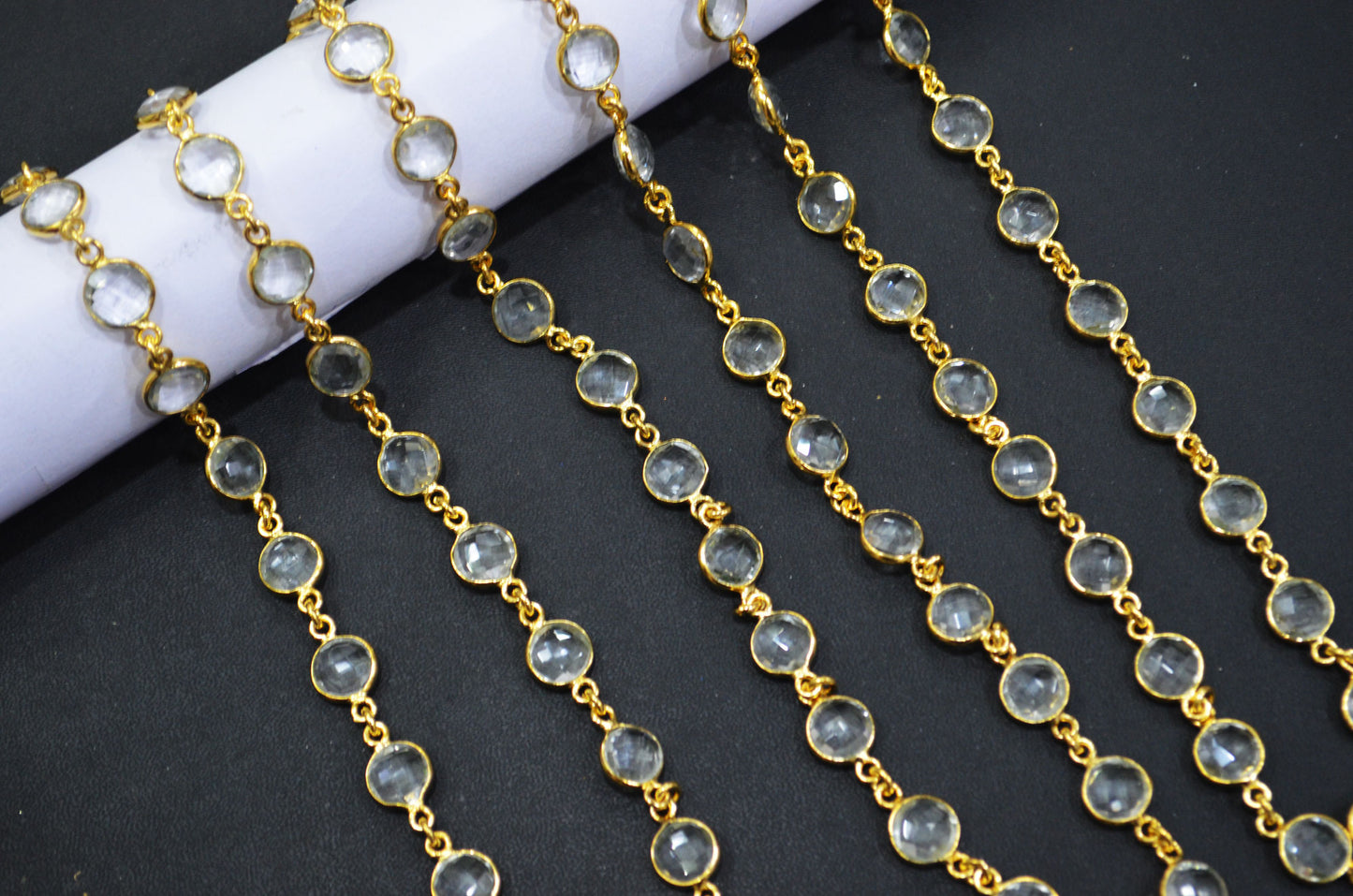 Crystal Faceted Coin Shape Connector Chain , 8 mm , RB-6592