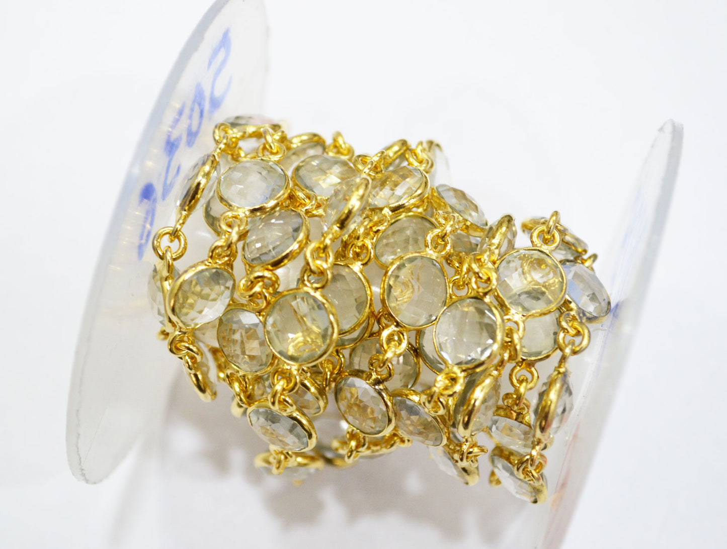 Crystal Faceted Coin Shape Connector Chain , 8 mm , RB-6592