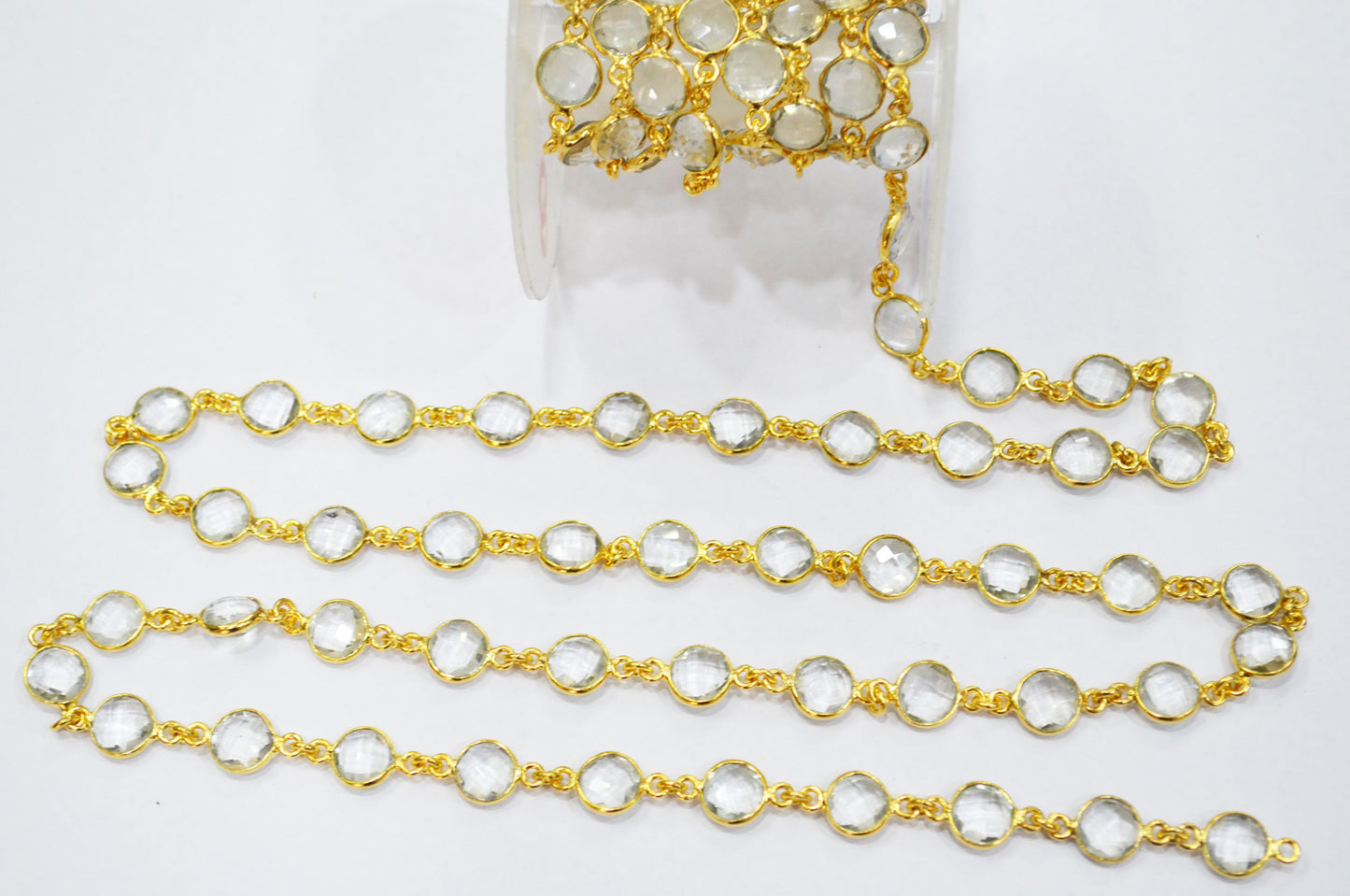 Crystal Faceted Coin Shape Connector Chain , 8 mm , RB-6592