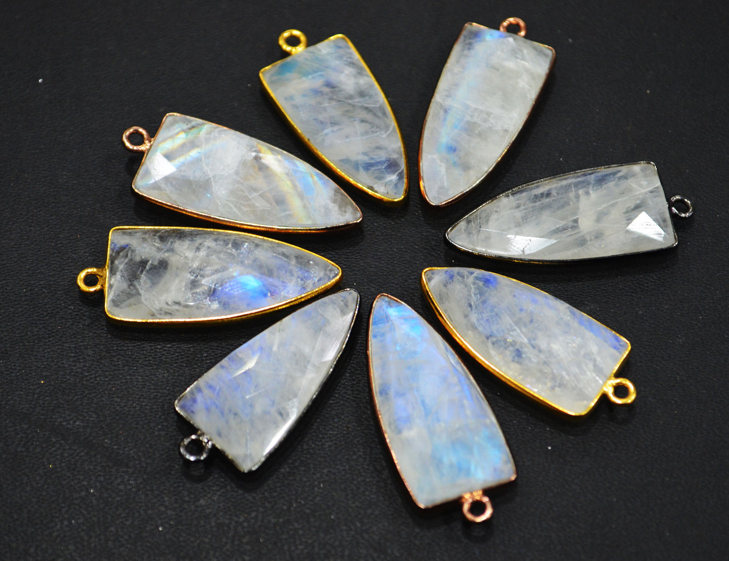 Rainbow Moonstone Faceted Arrowhead Shape Connector , Sold By Piece , 14x28 mm , RB-6595