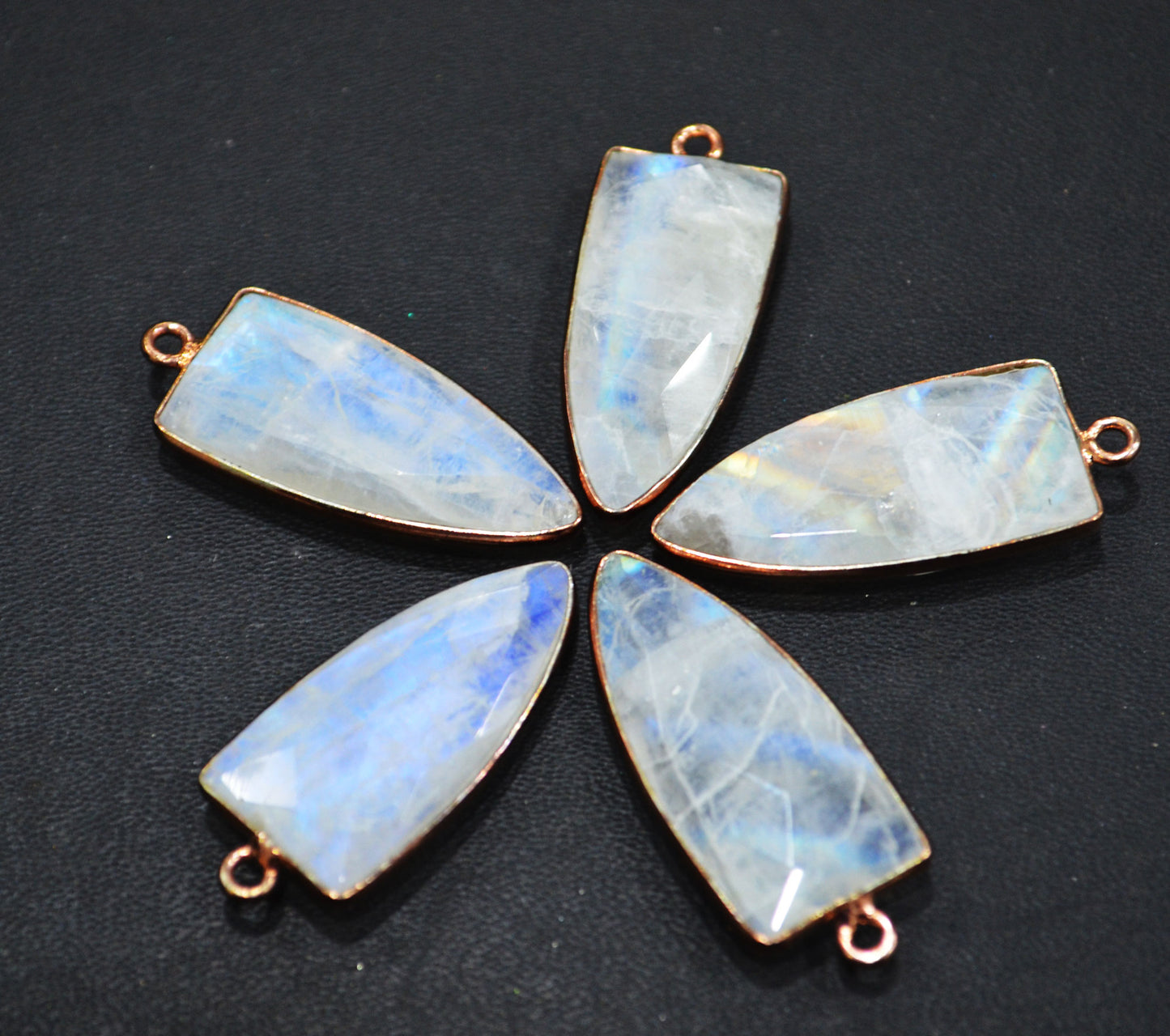 Rainbow Moonstone Faceted Arrowhead Shape Connector , Sold By Piece , 14x28 mm , RB-6595