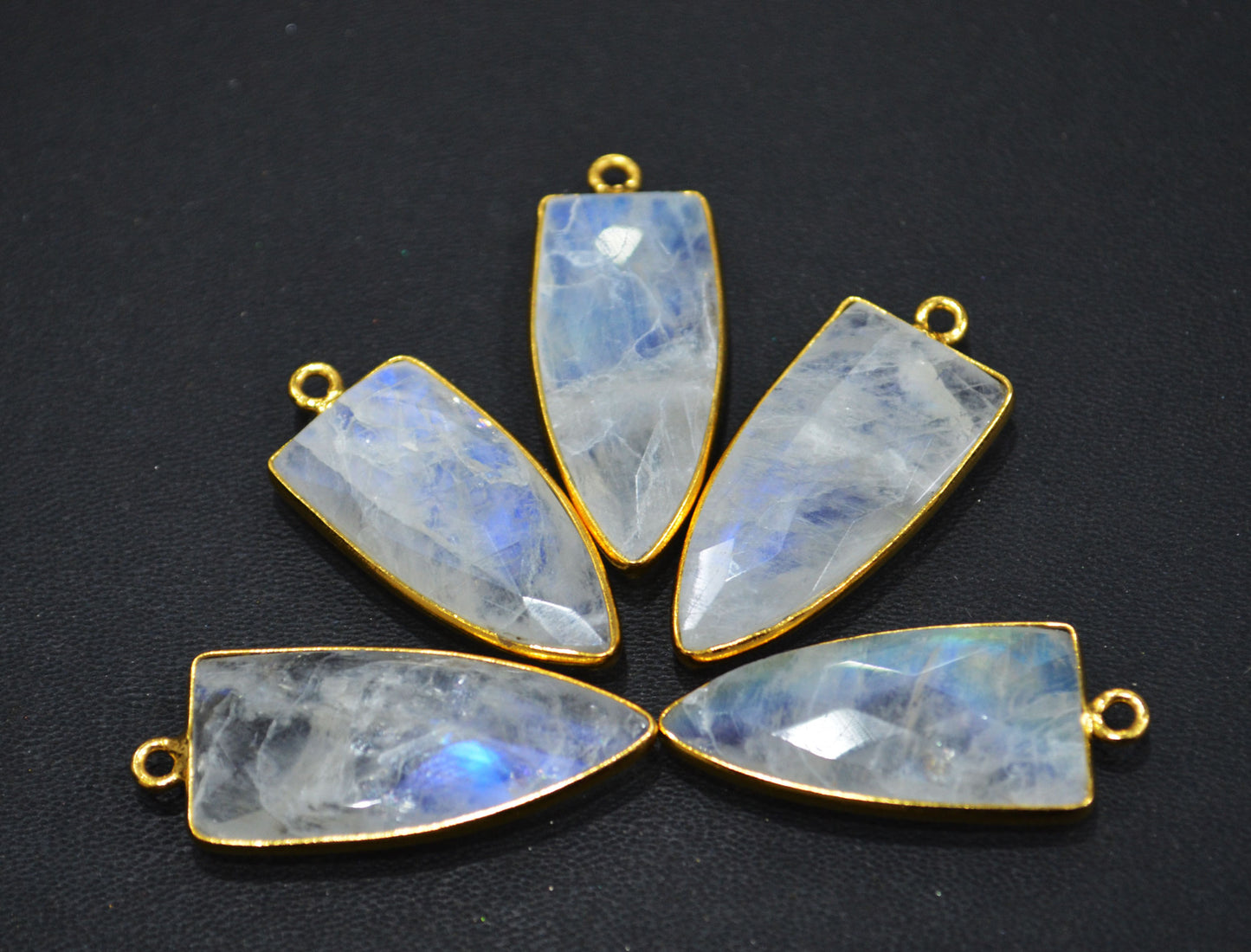 Rainbow Moonstone Faceted Arrowhead Shape Connector , Sold By Piece , 14x28 mm , RB-6595