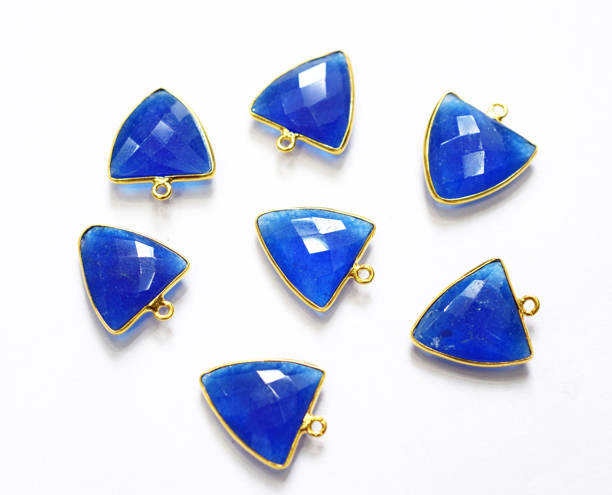 Blue Chalcedony Faceted Trillion Shape Connector , Sold By Piece , 20 mm , RB-6632