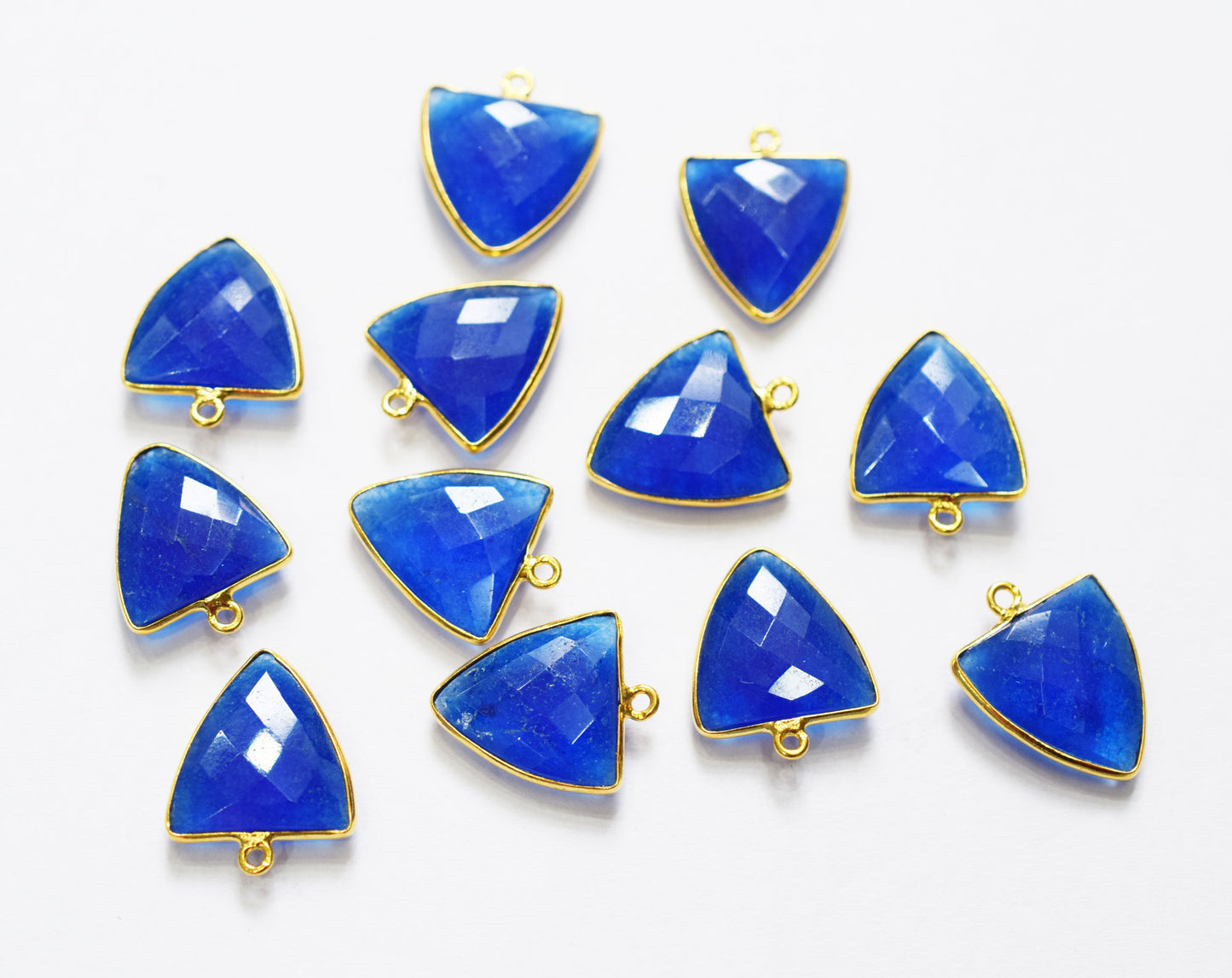 Blue Chalcedony Faceted Trillion Shape Connector , Sold By Piece , 20 mm , RB-6632