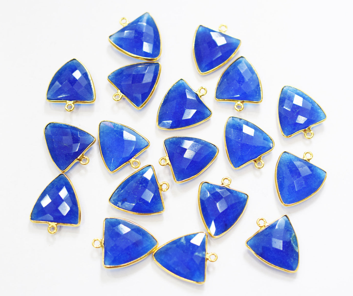 Blue Chalcedony Faceted Trillion Shape Connector , Sold By Piece , 20 mm , RB-6632