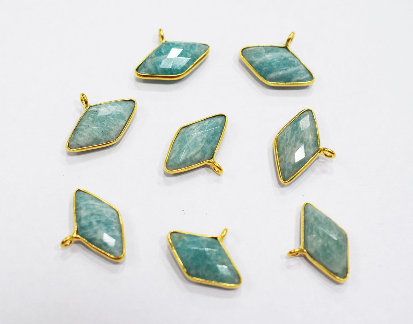 Amazonite Faceted Diamond Shape Single Bail Connector , Sold By Piece , 21 mm , RB-6636