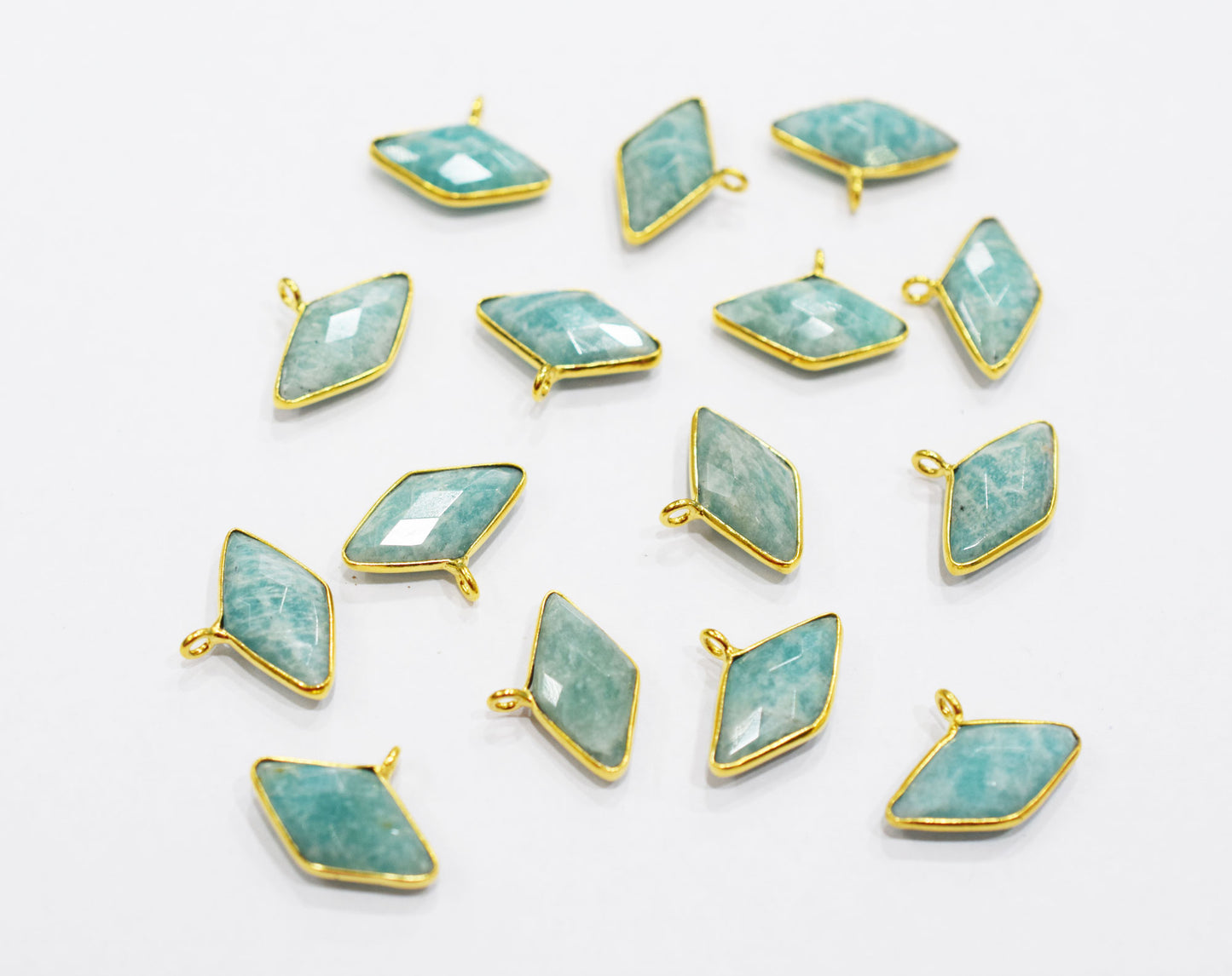 Amazonite Faceted Diamond Shape Single Bail Connector , Sold By Piece , 21 mm , RB-6636