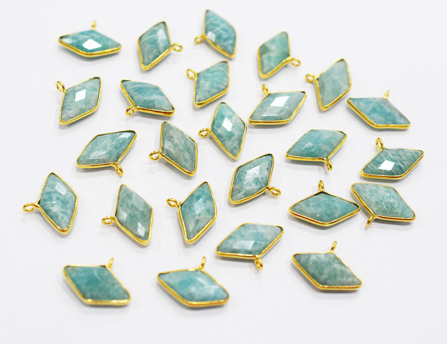 Amazonite Faceted Diamond Shape Single Bail Connector , Sold By Piece , 21 mm , RB-6636