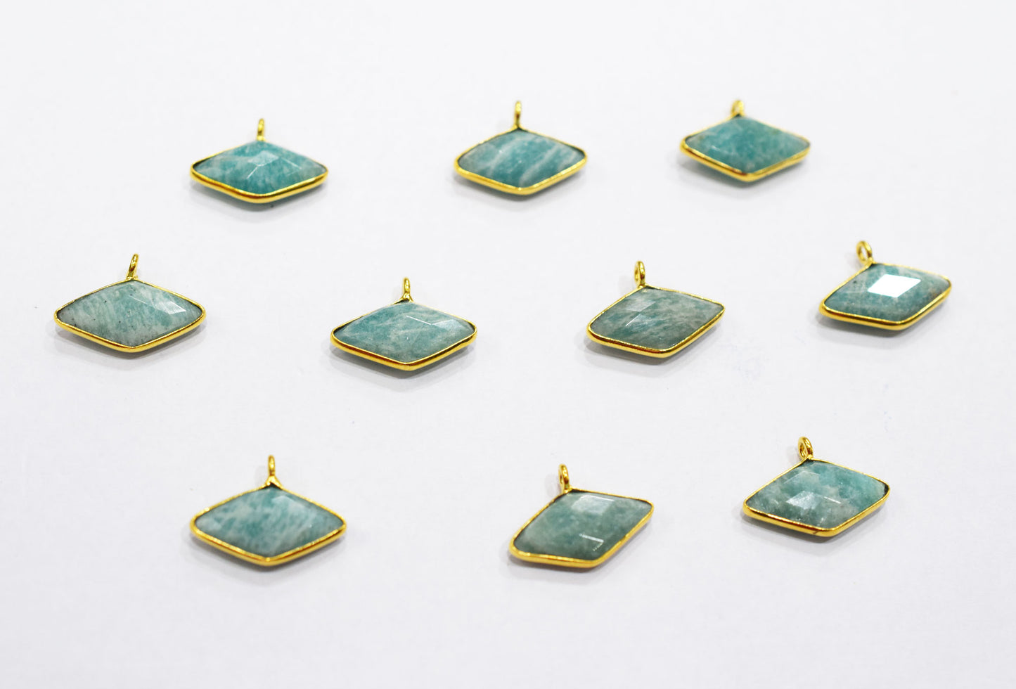 Amazonite Faceted Diamond Shape Single Bail Connector , Sold By Piece , 21 mm , RB-6636