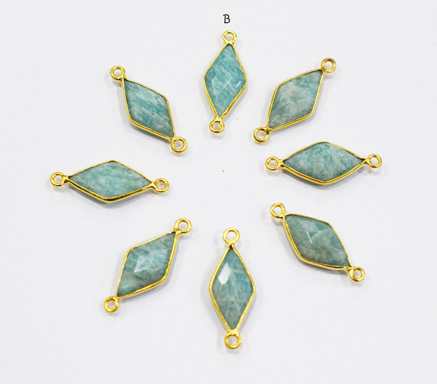 Amazonite Faceted Diamond Shape Connector , Sold By Piece , 10x20 mm , RB-6637