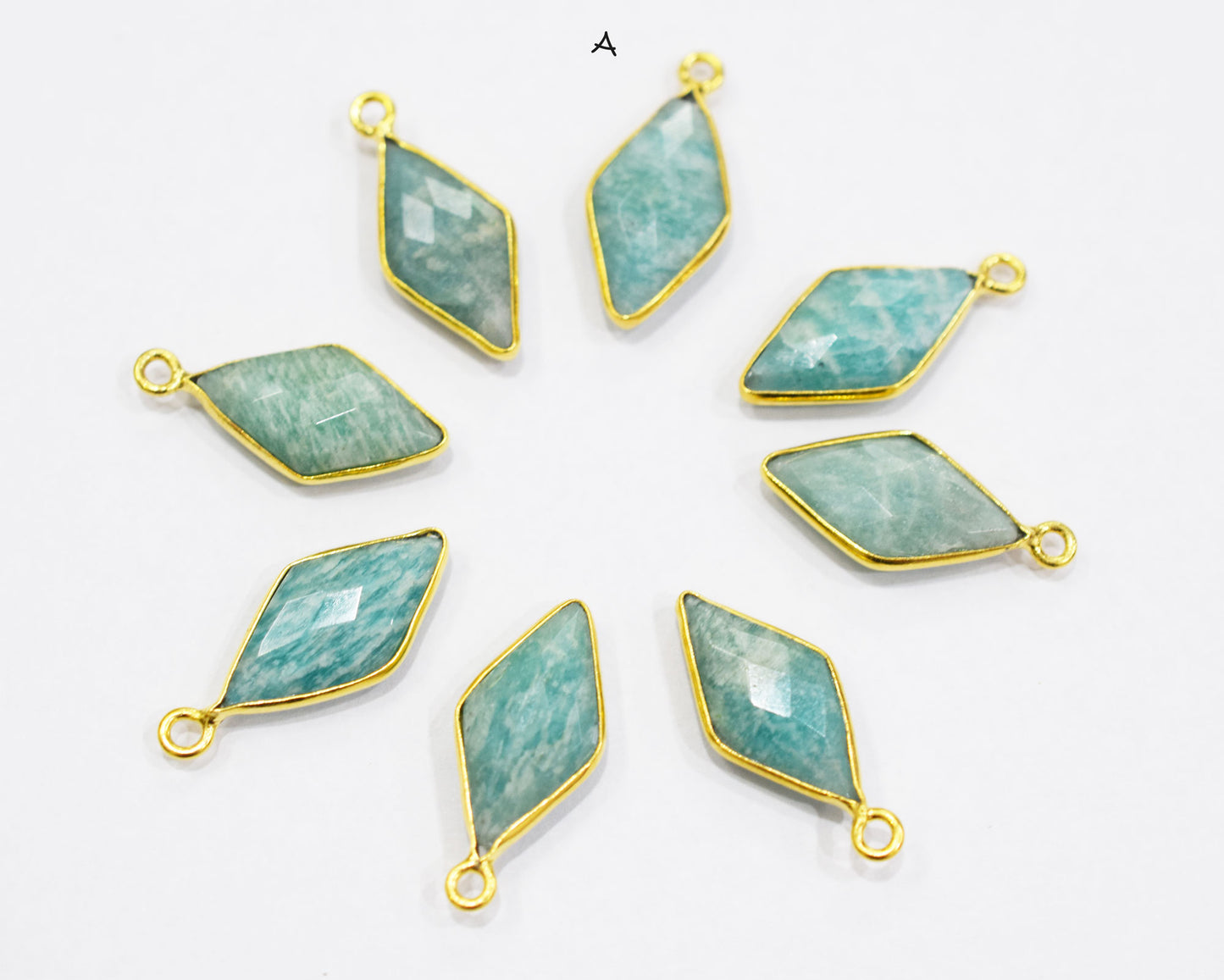 Amazonite Faceted Diamond Shape Connector , Sold By Piece , 10x20 mm , RB-6637