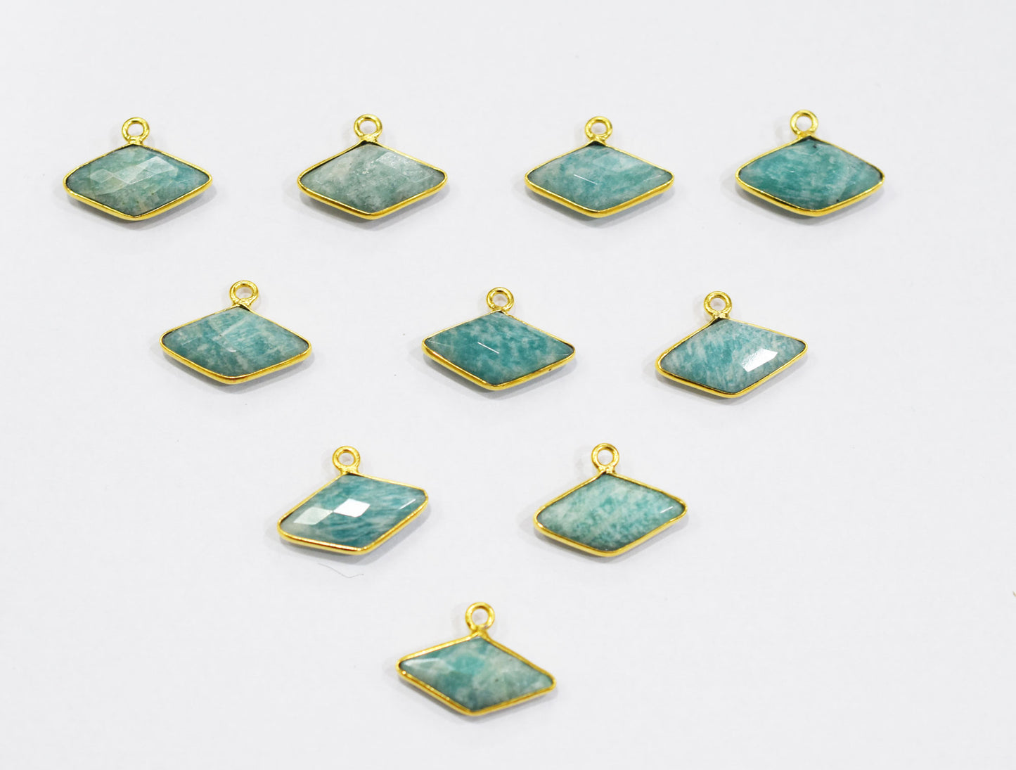 Amazonite Faceted Diamond Shape Single Bail Connector , Sold By Piece , 10x20 mm , RB-6638