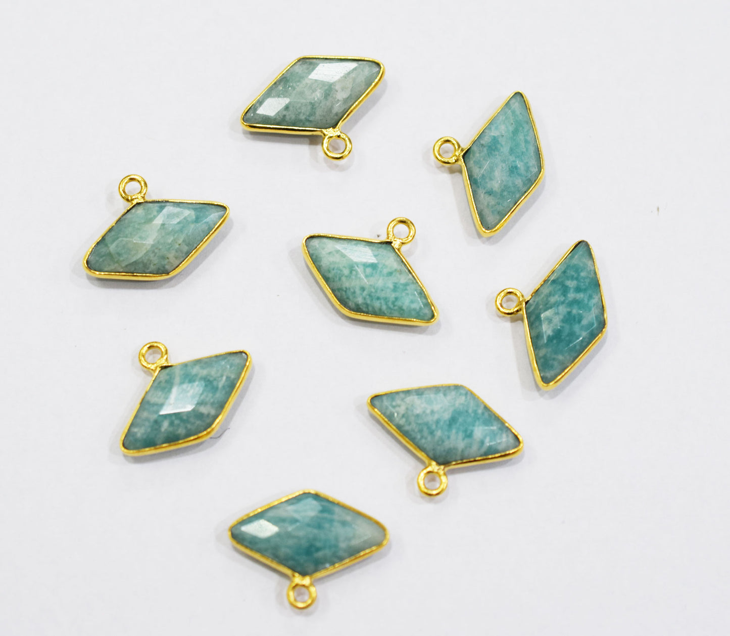 Amazonite Faceted Diamond Shape Single Bail Connector , Sold By Piece , 10x20 mm , RB-6638