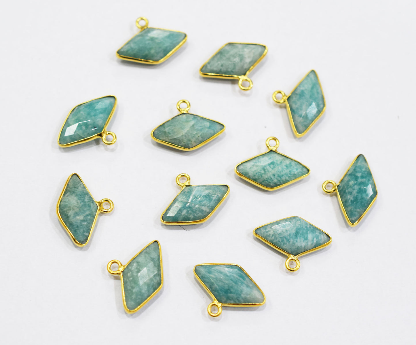 Amazonite Faceted Diamond Shape Single Bail Connector , Sold By Piece , 10x20 mm , RB-6638